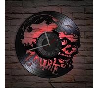 Vinyl Wall Clock, Zombie Horror Themed Pattern Wall Clock with LED Night Light, is a great wall clock gift for friends who love thrills. (seven colors)