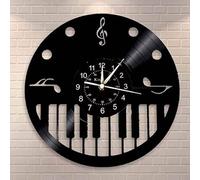 Vinyl wall clocks, piano-themed wall clocks and clocks, creative for music lovers, Wall clock suitable for any wall decoration! (Without lights light/gift: hook+gift bag)