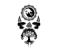 Vinyl Wall Decal Fenrir Wolf Yggdrasil Scandinavian Norse Mythology Wall Sticker for Home Bedroom Decor Mural-L-49x92cm
