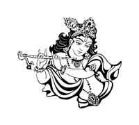 Vinyl Wall Decal Krishna Hinduism God India Hindu Stickers Home Decor Living Room Bedroom Murals Extra Large - 75x86cm