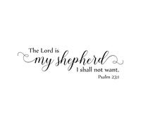 Vinyl Wall Decal Psalm 23:1" The Lord is My Shepherd I Shall not Want. Lord's Prayer Home and Church-S-17x57cm-Black
