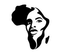 Vinyl Wall Decals Africa Continent Map Woman Face Silhouette 54x67.2cm Easy Installation Large Black