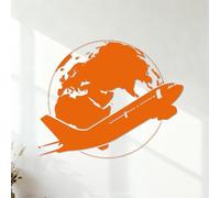Vinyl Wall Decals Airplane Travel Around The World Airplane Air Bus Tourism Theme 35x43.2cm Wall beautification Orange
