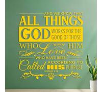 Vinyl Wall Decals and we Know that in All Things God Works for the Good of Those who Love him who Have Been Called According to his Purpose. Romans 8:28 35x36.7cm Art Mural Painting Yellow