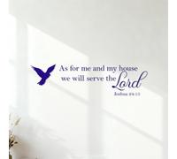 Vinyl Wall Decals As for Me and My House We Will Serve The Lord Joshua 24:15 28.6x105.9cm It Won't Fall Off DarkBlue