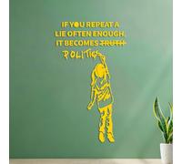 Vinyl Wall Decals Background Text Written by a Little Girl: If You Repeat a Lie Often Enough it Becomes the Truth. Politics 54.6x92.4cm Art Mural Painting Yellow