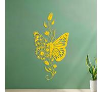 Vinyl Wall Decals Beautiful Butterfly Mandala Yoga Studio Boho Lotus Animal 40.8x76.8cm Car Body Decoration Yellow