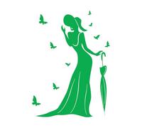 Vinyl Wall Decals Beautiful Woman Butterfly Beauty Centre 68x93.3cm Do not Damage The Wall Surface Green