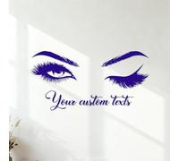 Vinyl Wall Decals Beauty Eyelashes Any Text Eye Wink Beauty Studio 53x105.9cm Do not Damage the wall Surface DarkBlue