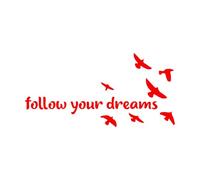 Vinyl Wall Decals Bedroom Quote Birds Dreams Home 50.4x101.6cm Can Modify and add Information Red