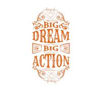 Vinyl Wall Decals Big Dream Big Action Calligraphy Inspirational Quotes Typography Design 54.4x111.5cm Car Body Decoration Orange