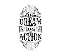 Vinyl Wall Decals Big Dream Big Action Calligraphy Inspirational Quotes Typography Design 54.4x111.5cm Multi Color Selection Black