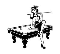 Vinyl Wall Decals Billiard Ball and Snooker Equipment Artistic Render 42x43.5cm Do not Damage the wall Surface Black