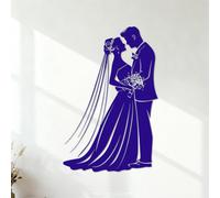 Vinyl Wall Decals Bride Groom Silhouette Design Images 54.6x83.7cm Window Decals DarkBlue