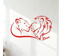 Vinyl Wall Decals Couple African Animals Lioness Leo Love 35x57.4cm Easy Installation Red