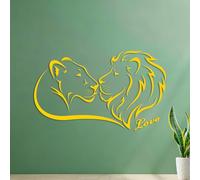 Vinyl Wall Decals Couple African Animals Lioness Leo Love 54.6x89.5cm Store Decoration Yellow