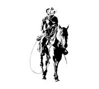 Vinyl Wall Decals Cowboy Silhouette with Horse Western Movie 45x85.7cm Equipped with Transfer Film kit Black