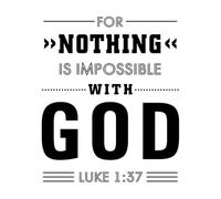 Vinyl Wall Decals for Nothing is Impossible with god 49.2x59.3cm Do not Damage The Wall Surface Black