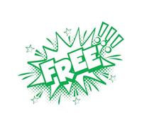 Vinyl Wall Decals Free Comic Word Exploding 34x42.9cm Art Mural Painting Green