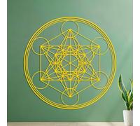 Vinyl Wall Decals Geometric Metatron's Cube Alchemy Line Circle Mandala 42x42cm Wall beautification Yellow