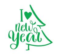 Vinyl Wall Decals I Love New Year Merry Christmas 42x43.3cm Tattoo Culture Green