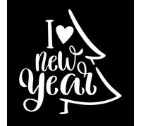 Vinyl Wall Decals I Love New Year Merry Christmas 54.6x56.3cm Can Modify and add Information White