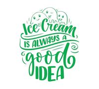 Vinyl Wall Decals Ice Cream Good Idea Funny Phrase Lettering 34x42.3cm Personalized Customization Green
