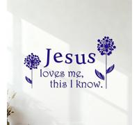 Vinyl Wall Decals Jesus Loves Me This I Know 35x61.3cm Easy Installation DarkBlue