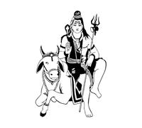 Vinyl Wall Decals Lord Shiva Hinduism India God Religion Wall Sticker Cow Shiva God Hindu Hinduism Religion Stickers Mural Small - 28x42cm