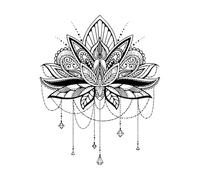 Vinyl Wall Decals Mandala Lotus Pattern Wall Sticker Yoga Studio Decoration Lotus Mandala-S-57x71cm-Black