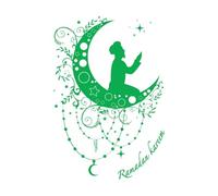 Vinyl Wall Decals Muslims Praying During New Moon Ramadan 36x52.9cm Do not Damage The Wall Surface Green