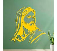 Vinyl Wall Decals of Jesus Christ in a Clean Simple icon Silhouette 54.6x57cm Multi Color Selection Yellow
