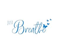 Vinyl Wall Decals Phrase Just Breathe Relax Meditation Room 47.3x122.3cm Waterproof Extra Large Blue