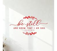 Vinyl Wall Decals Psalm Christian Bible Verse Wreath Quote Be Still and Know that I Am God 40.8x79.8cm Personalized Customization Red