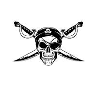 Vinyl Wall Decals Sea Bandits Pirate Symbols Skull and Bones 32x49.4cm It Won't Fall Off Small Black