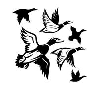 Vinyl Wall Decals Set of Flying Wild Duck Natural Waterfowl 36x36.8cm Easy Installation Small Black