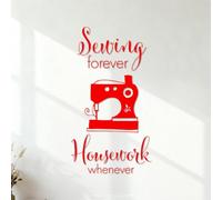 Vinyl Wall Decals Sewing is Always A Chore Whenever Sewing Machine Sewing Shop Quilting 35x64.2cm Art Mural Painting Red