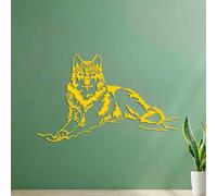Vinyl Wall Decals The Alpha Wolf Lying on the Snow. 54.6x90cm Car Body Decoration Yellow