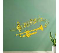 Vinyl Wall Decals Trumpet Musical Instrument Music Notes 35x62.2cm Can Modify and add Information Yellow