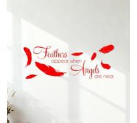 Vinyl Wall Decals When an Angel Approaches The Feathers Will Show A Quote Feather Pattern 54.1x139.7cm Do not Damage the wall Surface Red
