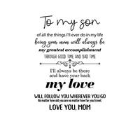 Vinyl Wall Quote Sticker to My Son Wall Decals Peel and Stick Words Letters Funny Wall Decal Decor Sticker for Bedroom Living Room TV Wall Art 47in