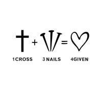 Vinyl Wall Stickers 1 Cross Plus 3 Nails Equal 4 Given Easter Decor Silhouette Christian 42x103.2cm Easy Installation Black