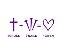 Vinyl Wall Stickers 1 Cross Plus 3 Nails Equal 4 Given Easter Decor Silhouette Christian 42x103.2cm Waterproof Purple