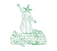 Vinyl Wall Stickers 15th Station of The Cross Jesus Christ resurrects on The Third Day Outline 41x48.6cm Removable Without Leaving Glue Green