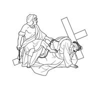Vinyl Wall Stickers 3rd Station of The Cross Jesus Christ Falls 41x49.9cm Window Decals Black