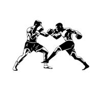 Vinyl Wall Stickers a Boxing Silhouette Featuring Two Men Fighting 36x54cm Can Modify and add Information Black