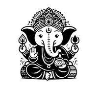 Vinyl Wall Stickers a Charming 2D and line Drawing of Ganapati Featuring a Simple Silhouette 41x49.3cm It Won't Fall Off Black
