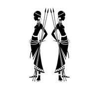 Vinyl Wall Stickers African Woman Ethnic Motives African Style 32x58.7cm Art Mural Painting S-Black