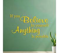 Vinyl Wall Stickers Believe Yourself Motivation Words Quote 54.6x88.2cm Equipped with Transfer Film kit Yellow