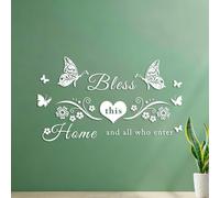 Vinyl Wall Stickers Bless This Home and All Who Enter 42x72.4cm Can Modify and add Information White